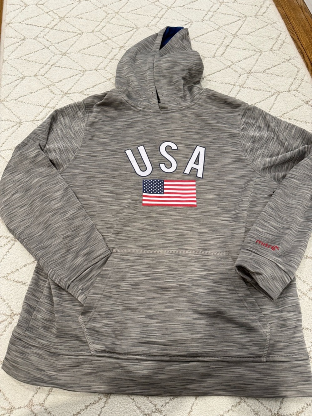 USA Graphic Gray Hooded Pullover Sweatshirt